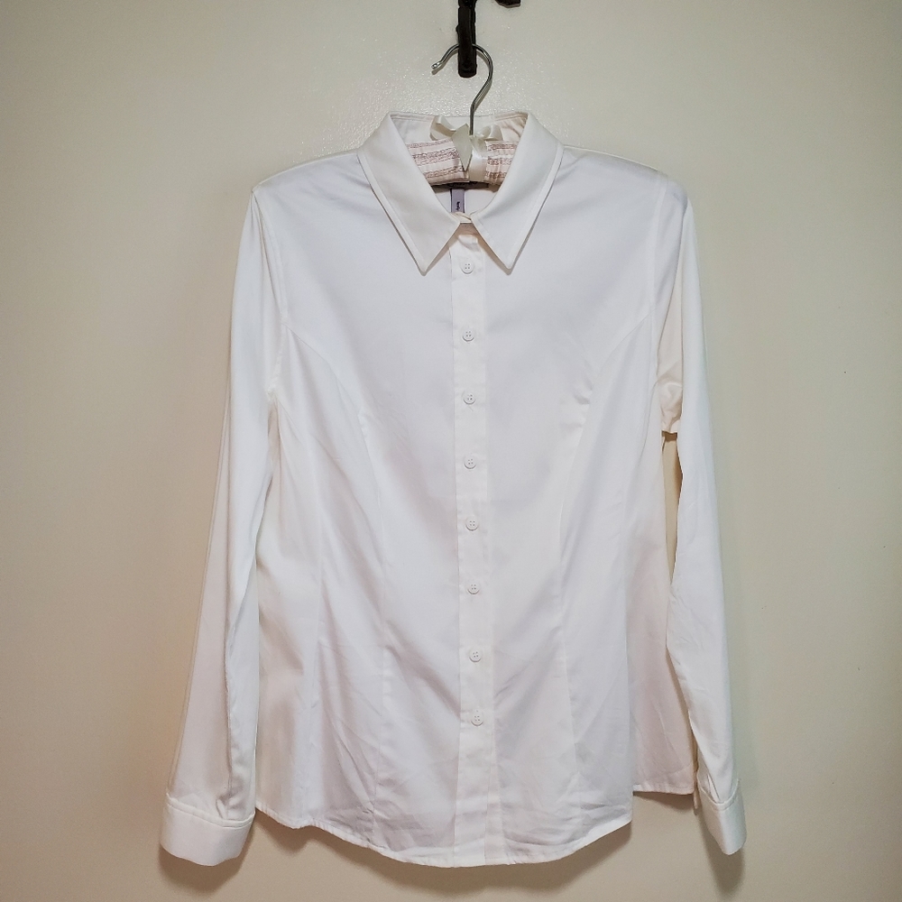 Bravissimo classic white collar long sleeve blouse, size 14 really curvy
